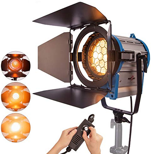 PYXEL Profesional Fresnel de Tungsteno Luz Continua Pro Video luz del Punto 1000W Dimmer con Bombilla Halógena para Fotográfico Estudio