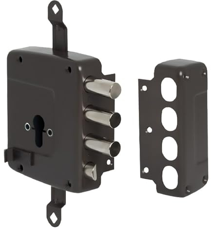 CISA 156167602 Serratura Elettrica da Applicare a Cilindro Europeo, 3 Catenacci, Entrata 60 mm, Aste e Cilindro NON Compresi
