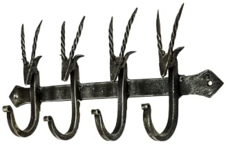 Vintage Garderobe Kleiderhaken Schwarz Tumris 30cm groß 4er Haken | Hakenleiste Wandhaken für die Wand oder Tür | Kleiderhakenleiste Garderobenhaken aus Metall | handtuchhaken im Bad oder Küche