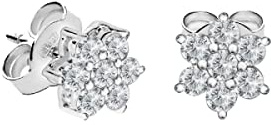 Bluespirit Orecchini da donna, Collezione STAR FLOWER, in argento 925 rodiato, zirconi - P.25M901000100