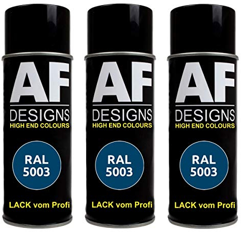 Alex Flittner Designs 3X Ral Pintura en Espray Pintura Coche Laca Colorida Lata de Aerosol RAL5003 Azul Zafiro Mate