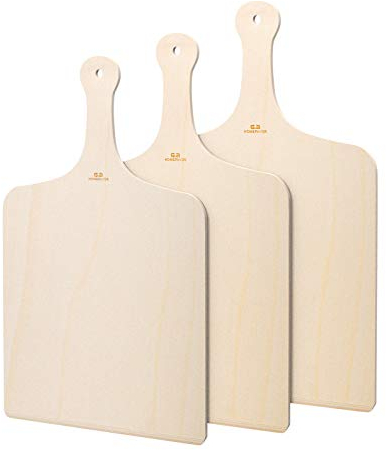 G.A. HOMEFAVOR Pizza Peel Wood Large Pizza Paddle, 3pcs Spatula for Oven or Grill, Serving Chopping Board for Fruits, Vegetables, Pies, Bread, Cake