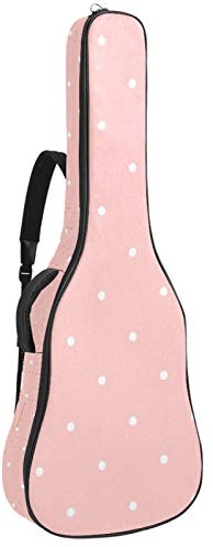 Gitarrentasche mit Reißverschluss, wasserdicht, weich, für Bassgitarre, Akustik- und klassische Folk-Gitarre, Pink mit Punkten