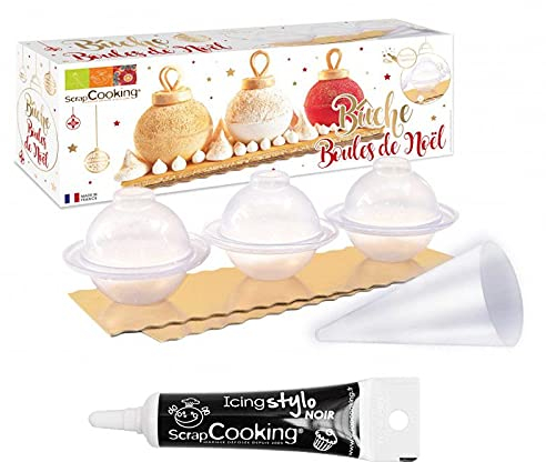 Stampo tronchetto di Natale Palle di Natale + penna per glassa nera