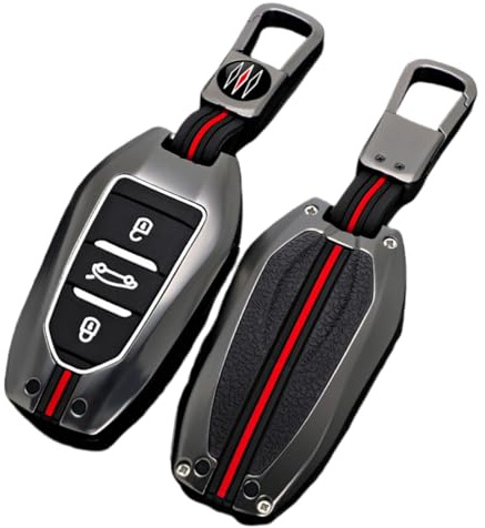 Happyit Autoschlüsselhüllen aus Zinklegierung für Peugeot 3008 208 308 508 408 307 4008 für Citroen C4 C4L C3 C6 C3-XR Picasso DS3 DS4 DS5 3 Tasten (A, Matte Farbe)