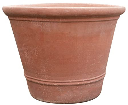 Biscottini Vase pour plantes d'extérieur, 90 x 66 cm, Terre Cuite Toscane, Pot de fleur en terre cuite, Résistant aux intempéries, Moderne, Brute, Montage au sol, Artisanat italien