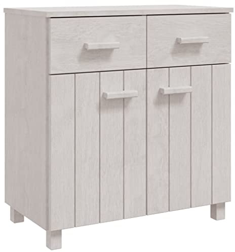 vidaXL HAMAR Solid Wood Highboard, Wooden Sideboard with Storage in White, 2 Doors and 2 Drawers, 31.1x15.7x31.5