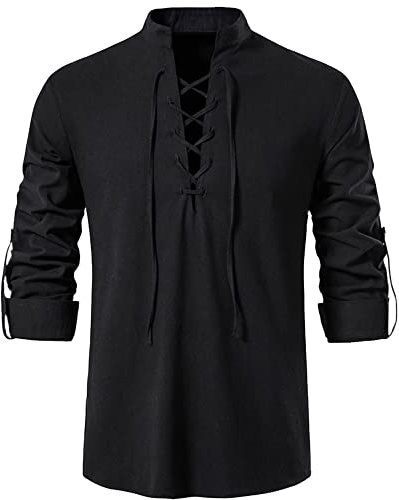 YAOHUOLE linneskjorta herr långärmad fritidsskjorta herrskjorta herr regular fit herrskjorta, 02 svart, XXL