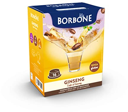Caffè Borbone Ginseng, Caffè al Ginseng - 96 capsule (6 confezioni da 16) - Compatibili con le Macchine ad uso domestico Lavazza* A Modo Mio*