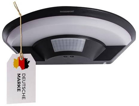 max K O M F O R T LED Aussenleuchte mit Bewegungsmelder Wand-leuchte Wandlampe Flurleuchte Fluter 10W schwarz modern IP54 SETA