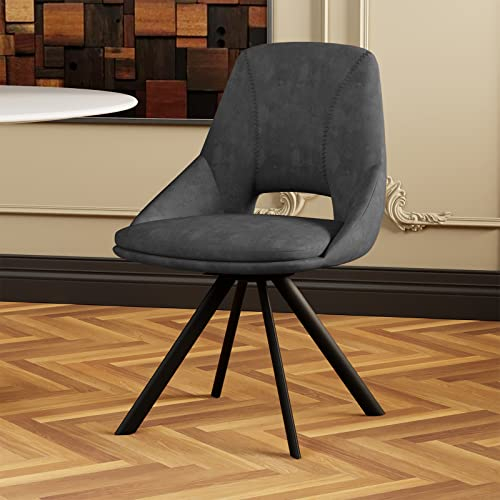 HIPIHOM Esszimmer Stühle Set von 2,Moderne Küche und Esszimmer Stühle, gepolsterte Esszimmer Akzent Stühle in Flanellette Kissen Sitz und stabile Metallbeine (2 Grau)