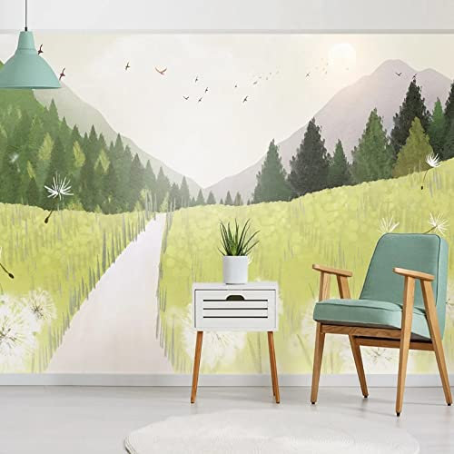 Fototapete 3D Grasland Naturlandschaft 450 cm B x300 cm H Vlies Tapeten Wandtapete XXL Moderne Wanddeko Wohnzimmer Schlafzimmer Büro Flur