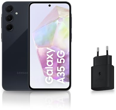 Samsung Galaxy A35 5G, Smartphone Android, 256 Go, Chargeur Secteur Rapide 25W Inclus [Exclusivité Amazon], Smartphone déverrouillé, Bleu Nuit, Version FR