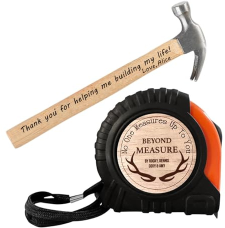 Ensemble de marteau à mesurer à ruban personnalisé pour papa, personne ne mesure à vous, ruban à mesurer de papa en bois personnalisé pour la fête des pères, cadeaux pour grand-père