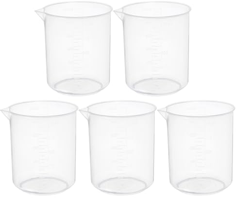 PATIKIL 500ml Measuring Cups, 5Pcs Polypropylene Beakers Graduated Measuring Pitcher Beakers with and Spout for Lab Experiments, Baking and Cooking, Transparent