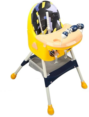 Baby-Hochstuhl mit Abnehmbaren Tabletts, Feststellbare Räder, Höhenverstellbarer Baby-Hochstuhl, Verstellbarer Sitz aus PU-Leder, Zusammenklappbarer Baby-Hochstuhl für die