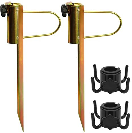 HENGBIRD Supporto per ombrellone da prato, 2 supporti per ombrellone in metallo, per ombrellone con diametro di 20-35 mm