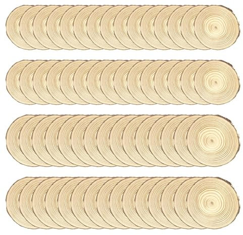 60 Trucioli Rotondi di Legno, Dischi e Vassoi per Fai Da Te, Decorazioni per Albero di Natale