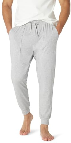 Amazon Essentials Pantalones de Pijama Tipo Jogger de Mezcla de Algodón Tejido Hombre, Gris Chiné Moyen, M
