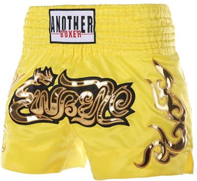 LiiYii Barn thailändska boxningsshorts MMA pojke flickor Muay Thai 5–16 år, Gult, 13-14 år