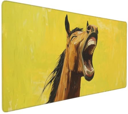 Gaming Mauspad XXL Pferd Mousepad 800x400x4mm Lustig Verlängertes Mauspad Schreibtischauflage,Genähte Kanten Mauspad,Verbessert Präzision und Geschwindigkeit Wasserdicht Geeignet für Büro und Spiele