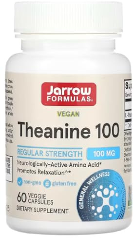 Jarrow Formulas - Théanine 100mg | Relaxation et soulagement du stress - 60 gélules végétariennes