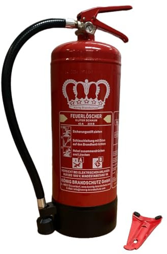 König-Schaumlöscher 6 L Dauerdruck 12 LE DIN EN3 mit Wandhalterung und Instandhaltungsnachweis für 2 Jahre
