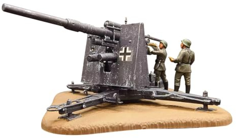 WANENGEDIY Militärisches Spielzeugsoldaten Spielset 1/72 Maßstab WWII Deutsche Flak-Kanone Modell mit Soldaten und Basis Militärisches Kampfspielzeug für Kinder (2,6 Zoll)