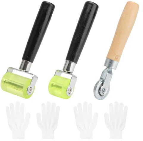 APOMOONS 3 rulli professionali in silicone et 2 guanto, rullo di pressione, rullo di deadening roller, per sigillatura dei bordi e per la saldatura di teloni in PVC e isolamento acustico in auto