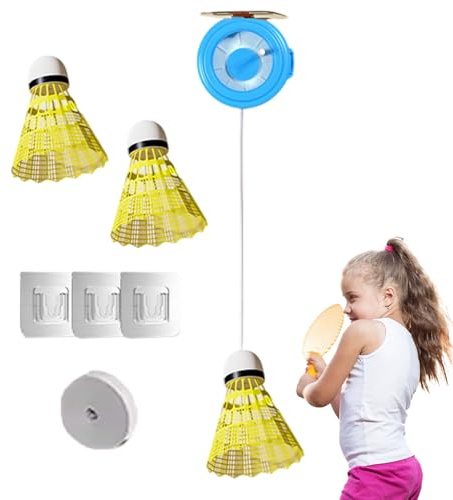 Nybhyjka Badminton Trainer Rebound Ball | Hochelastisches Seil Badminton Single Training Tool | Sticky Hook Rebound System, Sport Praxis Hilfe für Anfänger