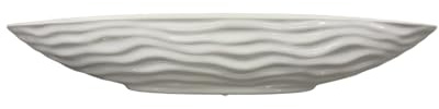 Omniacasa Centrotavola Ovale in Ceramica Smaltata – 40 cm, Colore Bianco con Rilievi Ondulati – Elegante Porta Oggetti o Decorazione da Tavolo, Stile Moderno