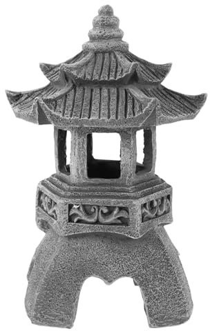 TOYANDONA Linterna Solar De Piedra Estilo Pagoda Japonesa para Jardín Exterior, Decoración Zen Asiática Resistente Al Agua, Diseño Tradicional De Resina para Patio y Parque (lámpara Pagoda