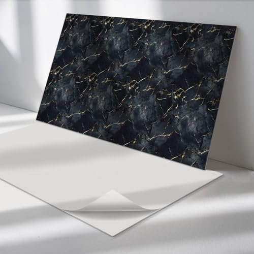 Panneaux Décoratifs 60x30 cm PVC Vinyle Imperméable Autocollant Rectangulaire Fixation Murale Installation Rapide Multipak Gareage Design - Marbre élégant avec des veines