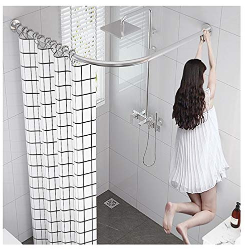 Asta per tenda da doccia ad angolo regolabile, in acciaio inossidabile, resistente alla ruggine, anti muffa, asta espandibile per bagno, adatta a 70 95 cm x 90 cm 130 cm, include ganci argento