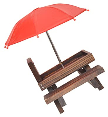 Toyvian Comedero para Ardillas de Madera con Soporte para Sombrilla Dispensador de Comida para Ardillas para Jardines y Patios Exteriores Soporte para Mazorcas de Maíz y Estante