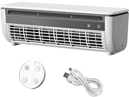 Ventilador de aire acondicionado de carga inalámbrica, silencioso montado en la pared con control remoto, mini enfriador de aire de 3 velocidades, refrigeración instantánea para dormitorio, cocina