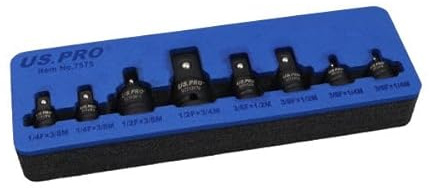 US PRO Tools 8pc Impact Socket Adaptor Set – 1/4, 3/8, 1/2, 3/4 Dr in EVA Tray 7575