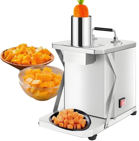 DNEPEI Tritatutto Elettrico Automatico per Frutta e Verdura, Tritatutto Commerciale per Verdure da 200 W, Lame sostituibili con 5 Lame, Facile da Pulire per cubetti di Patate, cipolle, Carote