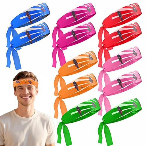 MAXMURYS 12er Pack Ninja Stirnbänder für Kinder – Karneval Partygeschenke, Ninja-Design, Verstellbar und Wiederverwendbar, Ideal für Geburtstagsfeiern, Halloween und Karate-Events
