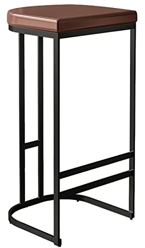 Counterhocker PU Lederpolsterer Barhocker 26/30in Kitchen Island Pub Kaffee -Esshocker mit Metallbein und Fußütze (Brown 1Ps, 65 cm/26 Zoll)