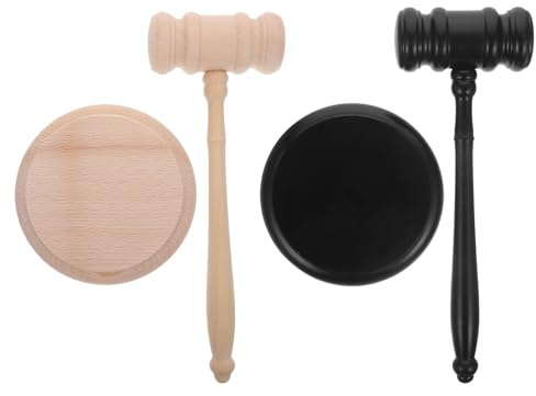 TOMETURE Juego de 2 mazos de madera y bloque de sonido: mazo de juez con golpe fuerte y claro para jueces, presidentes, subastadores, presidentes de clubes y organizaciones. Decoración para