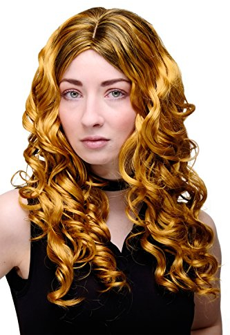 WIG ME UP GFW1682-144+1 Extravagant Lady Quality Wig long black golden bronze baroque corkscrew spiral curls middle parting 22inch