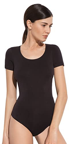 Gatta Body T-shirt à manches courtes, élégant, lisse, élastique, très confortable, avec encolure semi-circulaire, durable et pratique, de haute qualité européenne (Noir, L)