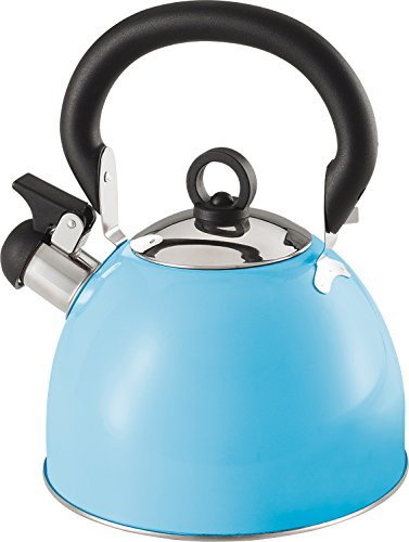 Buckingham Stainless Steel Whistling Kettle with Heat Resistant Phenolic Handle 2.5 L Sky Blue Suitable for Camping Hiking Indoor & Outdoor