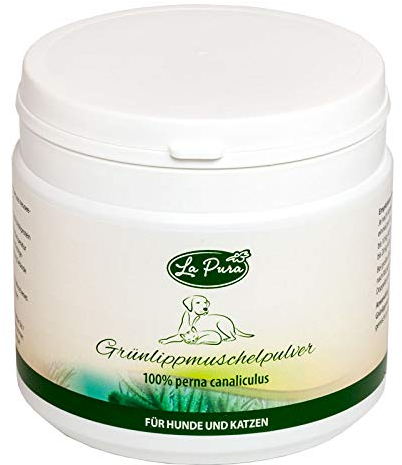 LAPURA Grünlippmuschelpulver für Hunde & Katzen - 100% natürlich, für Gelenke, Knorpel, Mobilität & Vitalität, Vollfettqualität, mit Omega 3, 250g