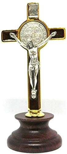 10.006.21 croce di san benedetto oro smaltato a mano su base legno