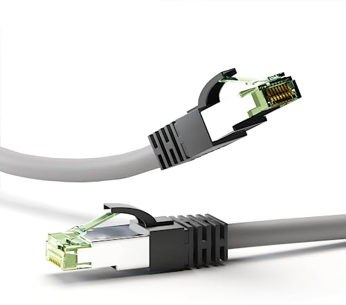 Goobay 55139 RJ45 Patchkabel CAT 8.1 / RJ45 Stecker / 8K Gaming PS5 Playstation 5 & Xbox / 2.000 MHz / OFC Netzwerkkabel / DSL Kabel / Grau / LAN Kabel 5m
