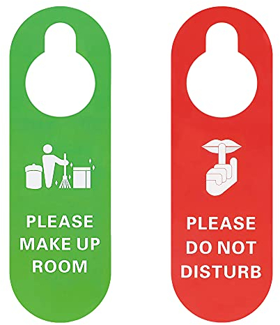 Aspire 10 Carteles para Puerta con Texto de Please Make UP Room y Please Do Not Disturb por Ambos Lados, Service Puerta Colgador, en Color Rojo y Verde