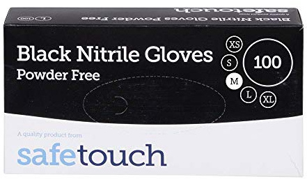 Safetouch Black Nitrile Gloves Medium - 100 Pack