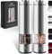 Set macina sale e pepe elettrico, funzionamento a batteria, in acciaio inox, con luce (2 mulini), funzionamento automatico con una sola mano, shaker elettronico regolabile, macinino in ceramica